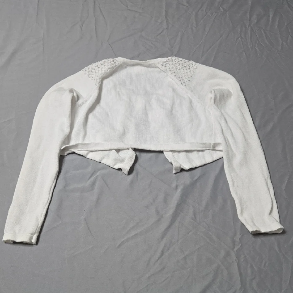 Gymboree Sz 7 Girls Soft White Knit Button Top
